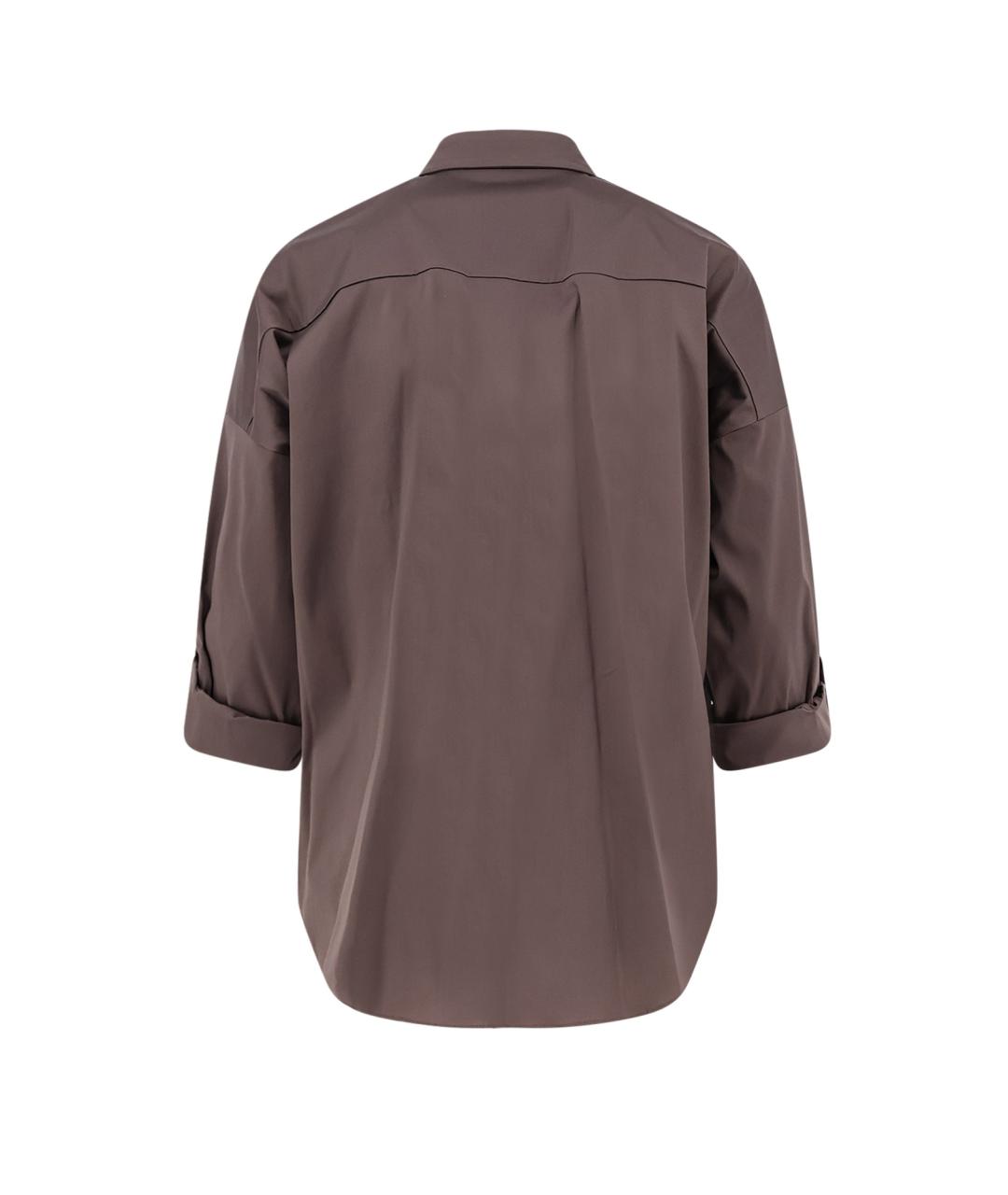 BRUNELLO CUCINELLI Коричневая хлопковая рубашка, фото 2