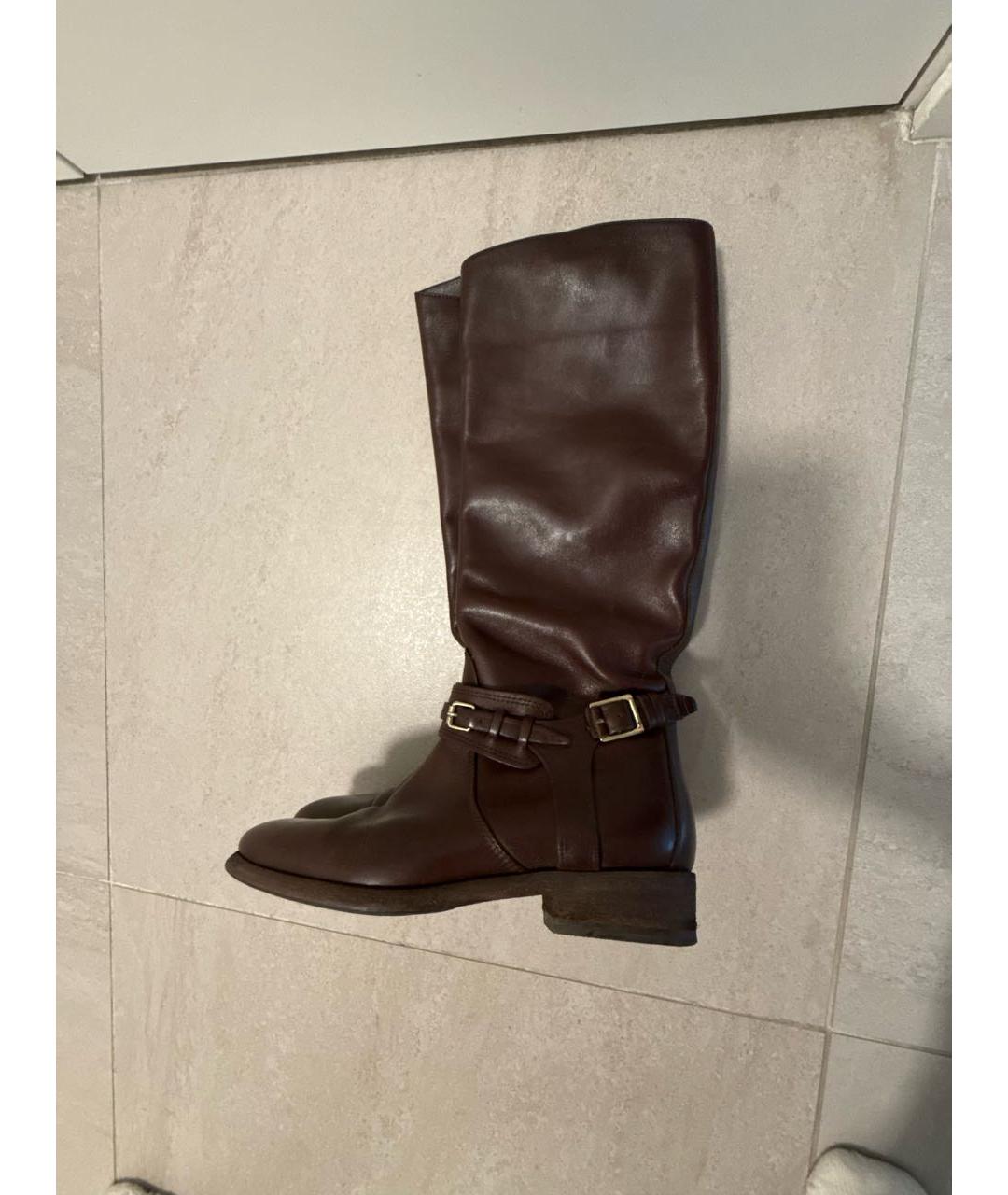 BURBERRY Коричневые кожаные сапоги, фото 8