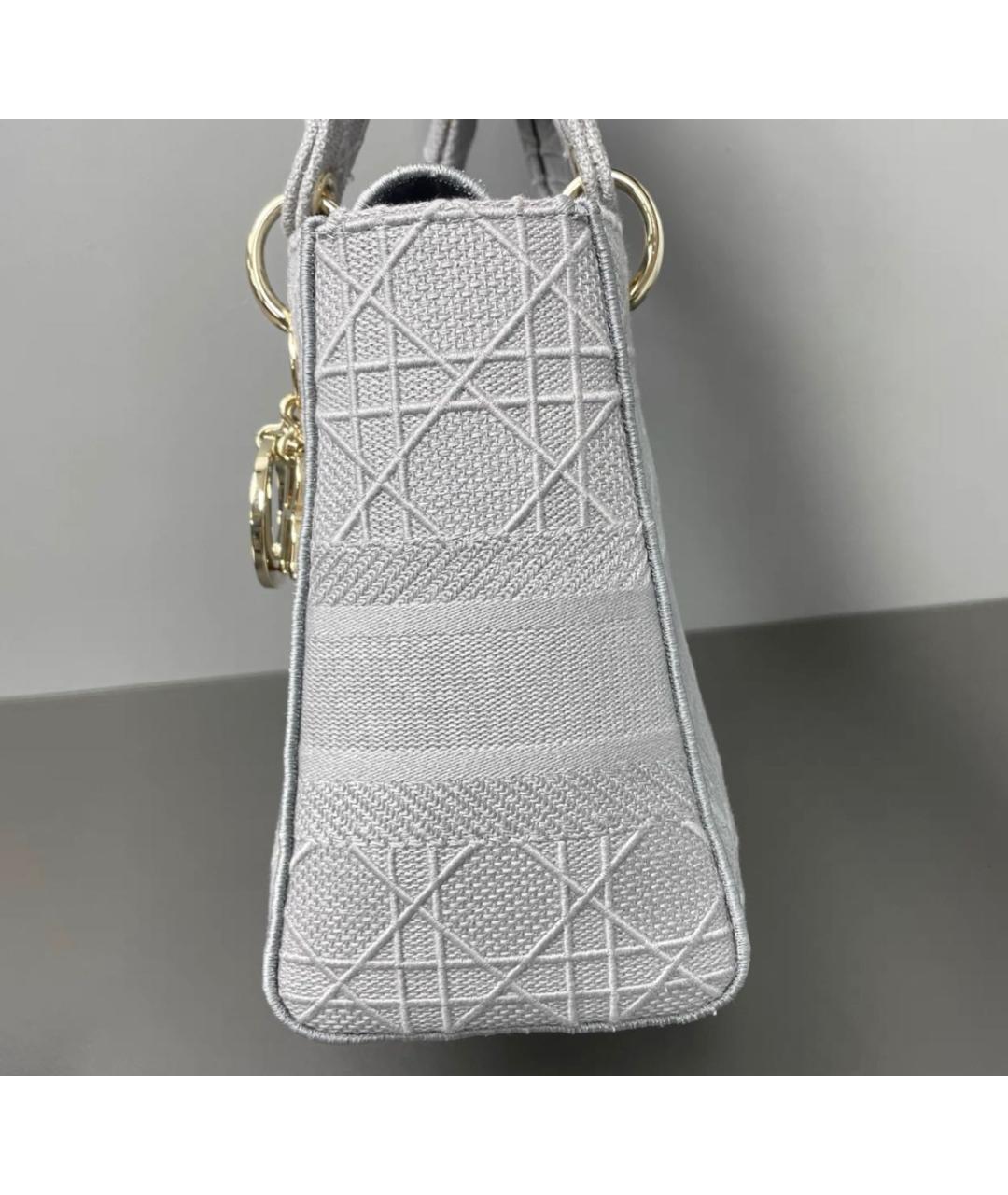 CHRISTIAN DIOR Серая тканевая сумка с короткими ручками, фото 8