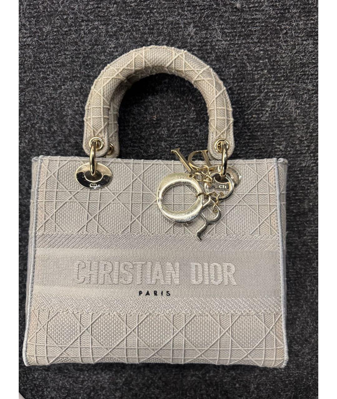 CHRISTIAN DIOR Серая тканевая сумка с короткими ручками, фото 9