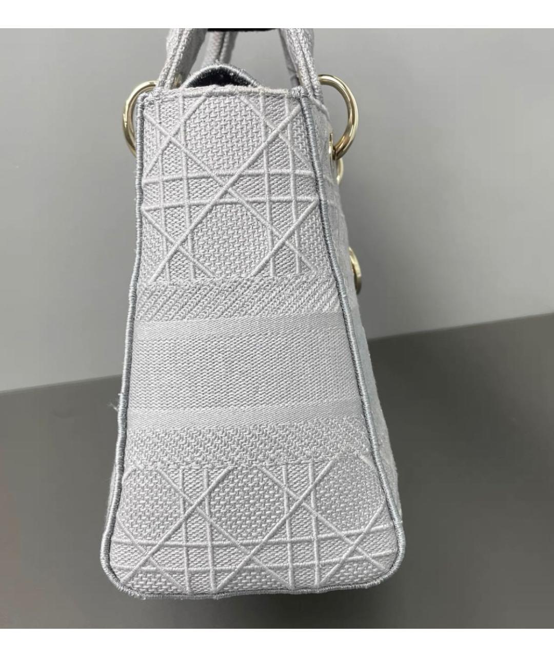 CHRISTIAN DIOR Серая тканевая сумка с короткими ручками, фото 5