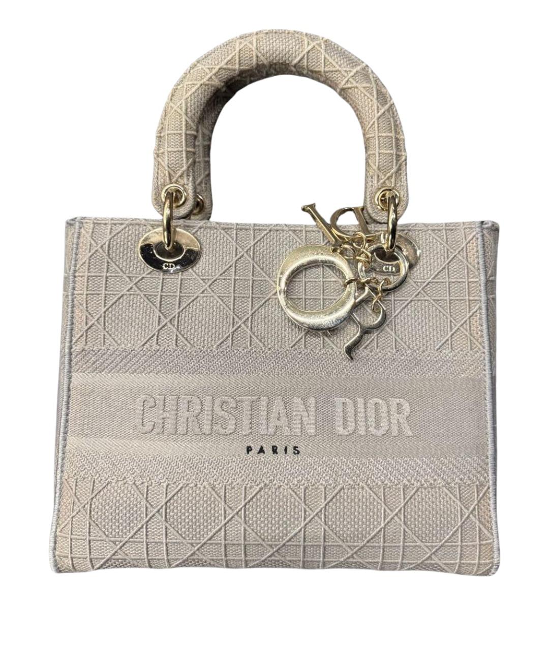 CHRISTIAN DIOR Серая тканевая сумка с короткими ручками, фото 1
