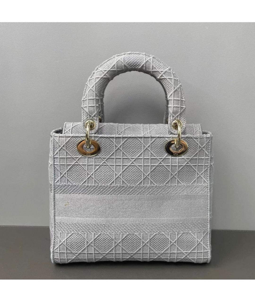 CHRISTIAN DIOR Серая тканевая сумка с короткими ручками, фото 6