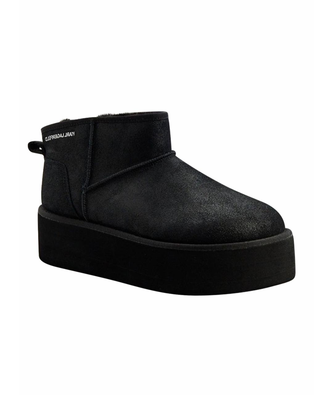 KARL LAGERFELD Черные кожаные полусапоги, фото 1