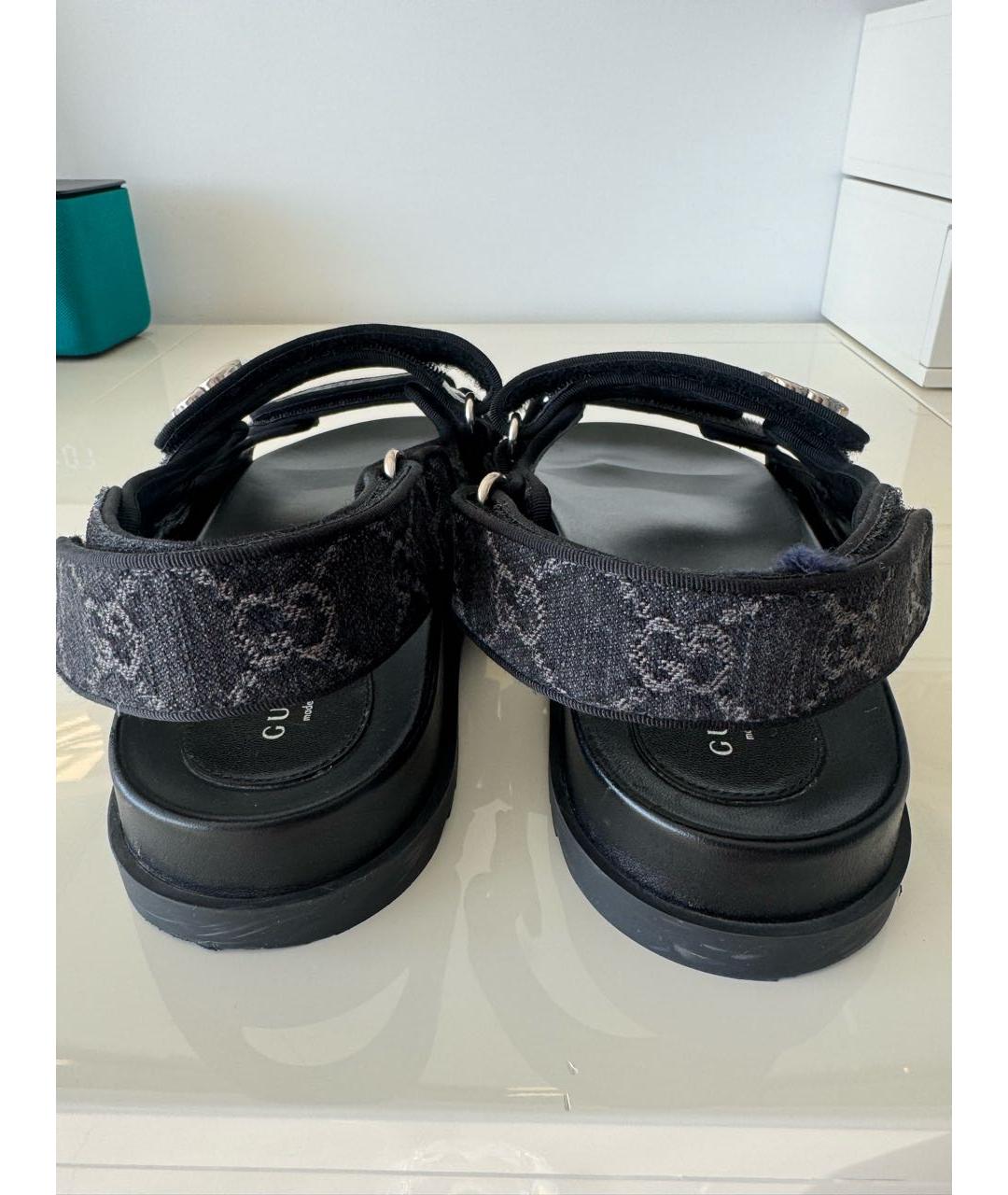 GUCCI Темно-синие текстильные сандалии, фото 4