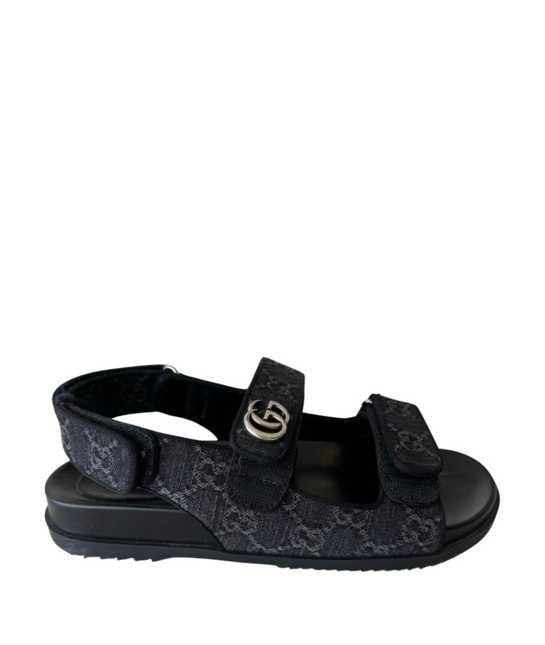 GUCCI Темно-синие текстильные сандалии, фото 1