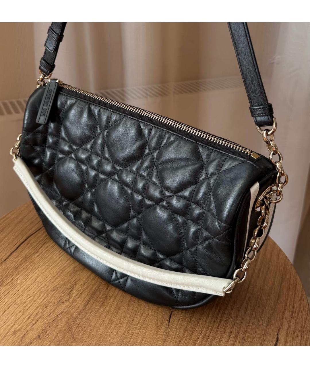 CHRISTIAN DIOR Черная кожаная сумка с короткими ручками, фото 2