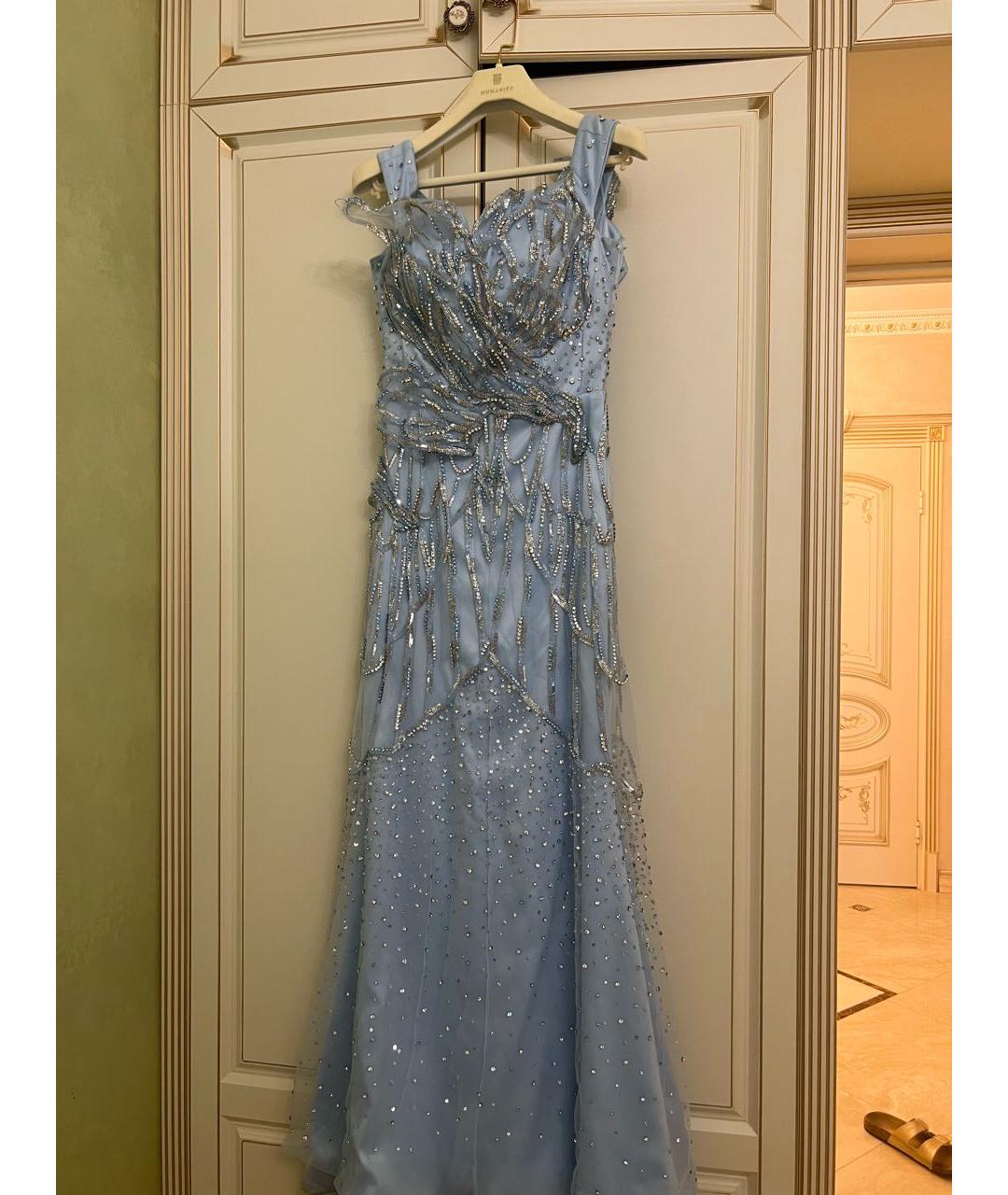 ZUHAIR MURAD Голубое атласное вечернее платье, фото 7