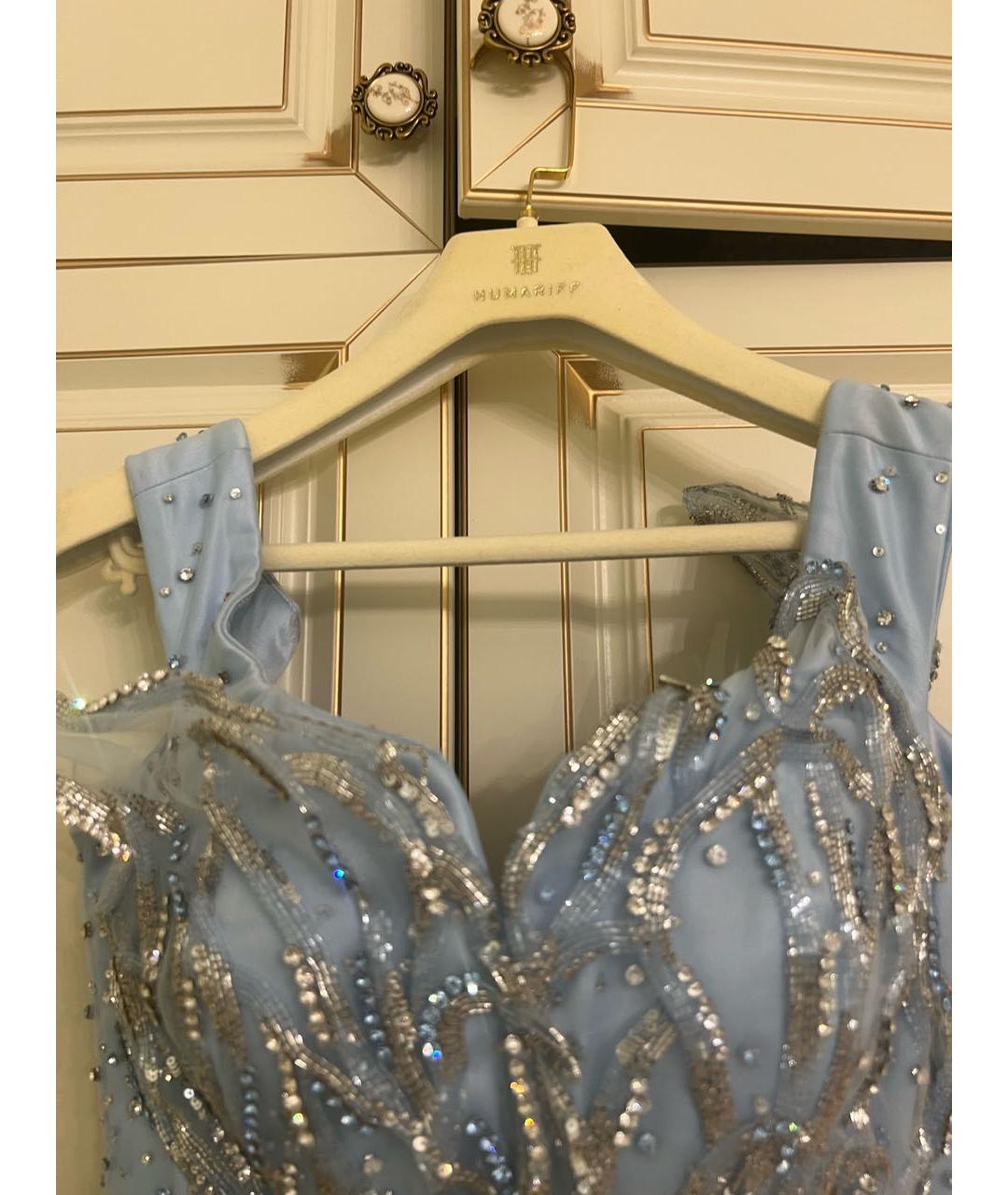ZUHAIR MURAD Голубое атласное вечернее платье, фото 3
