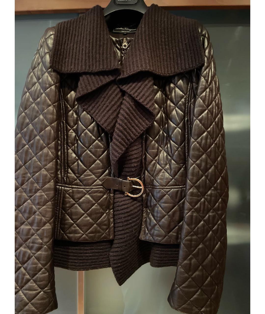 FERRAGAMO Коричневая кожаная куртка, фото 9