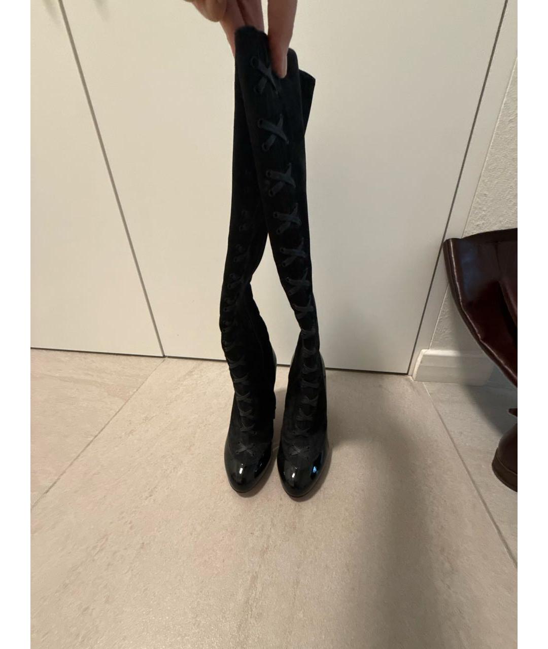 CHRISTIAN LOUBOUTIN Черные замшевые сапоги, фото 2