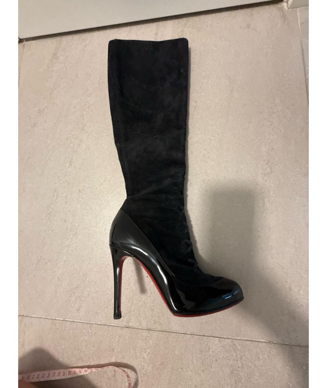 CHRISTIAN LOUBOUTIN Черные замшевые сапоги, фото 6