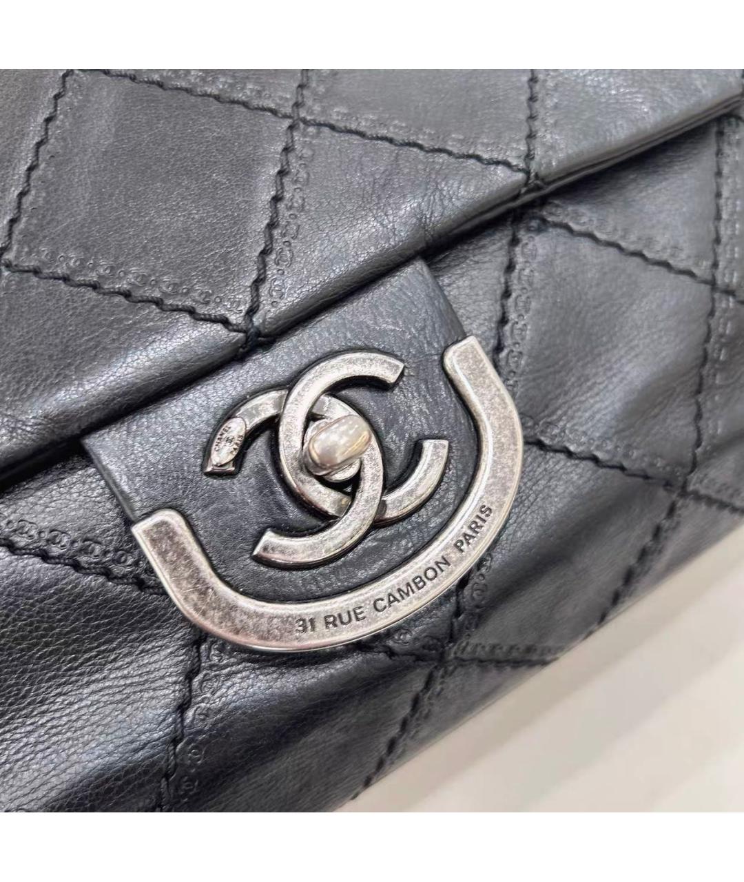 CHANEL Черная кожаная сумка через плечо, фото 6