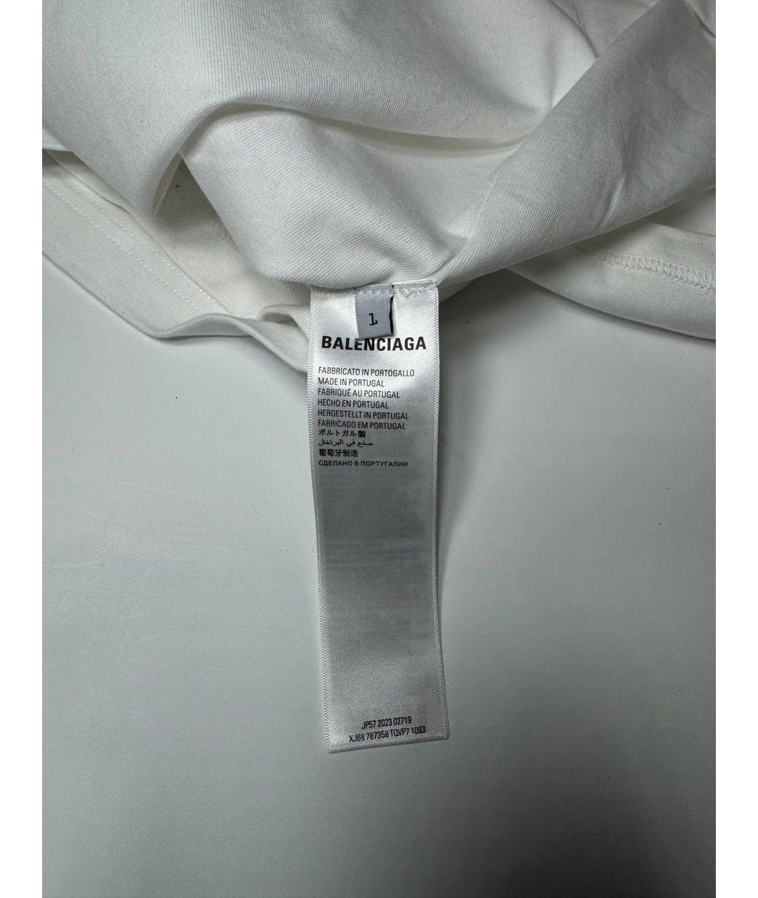 BALENCIAGA Белая хлопковая футболка, фото 3