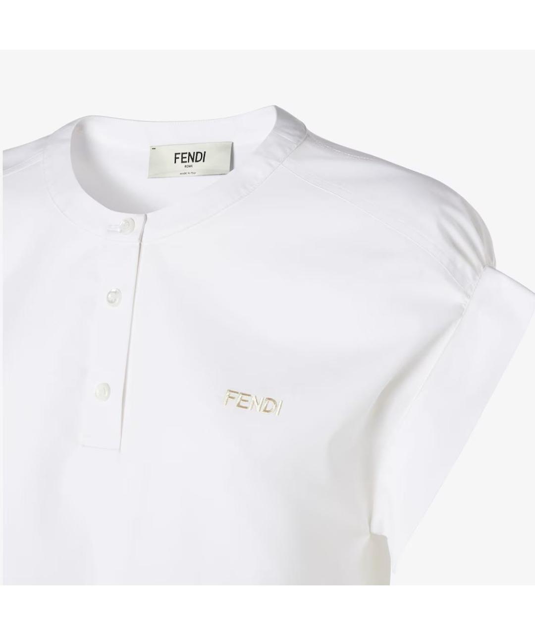 FENDI Белая хлопковая футболка, фото 5