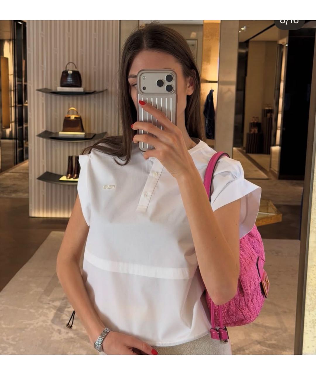 FENDI Белая хлопковая футболка, фото 6