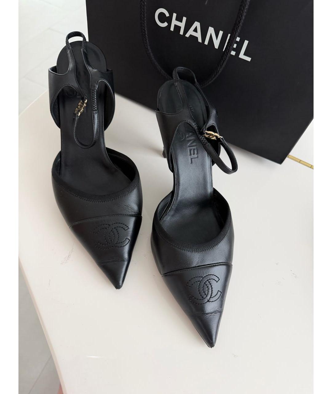 CHANEL Черные кожаные туфли, фото 2