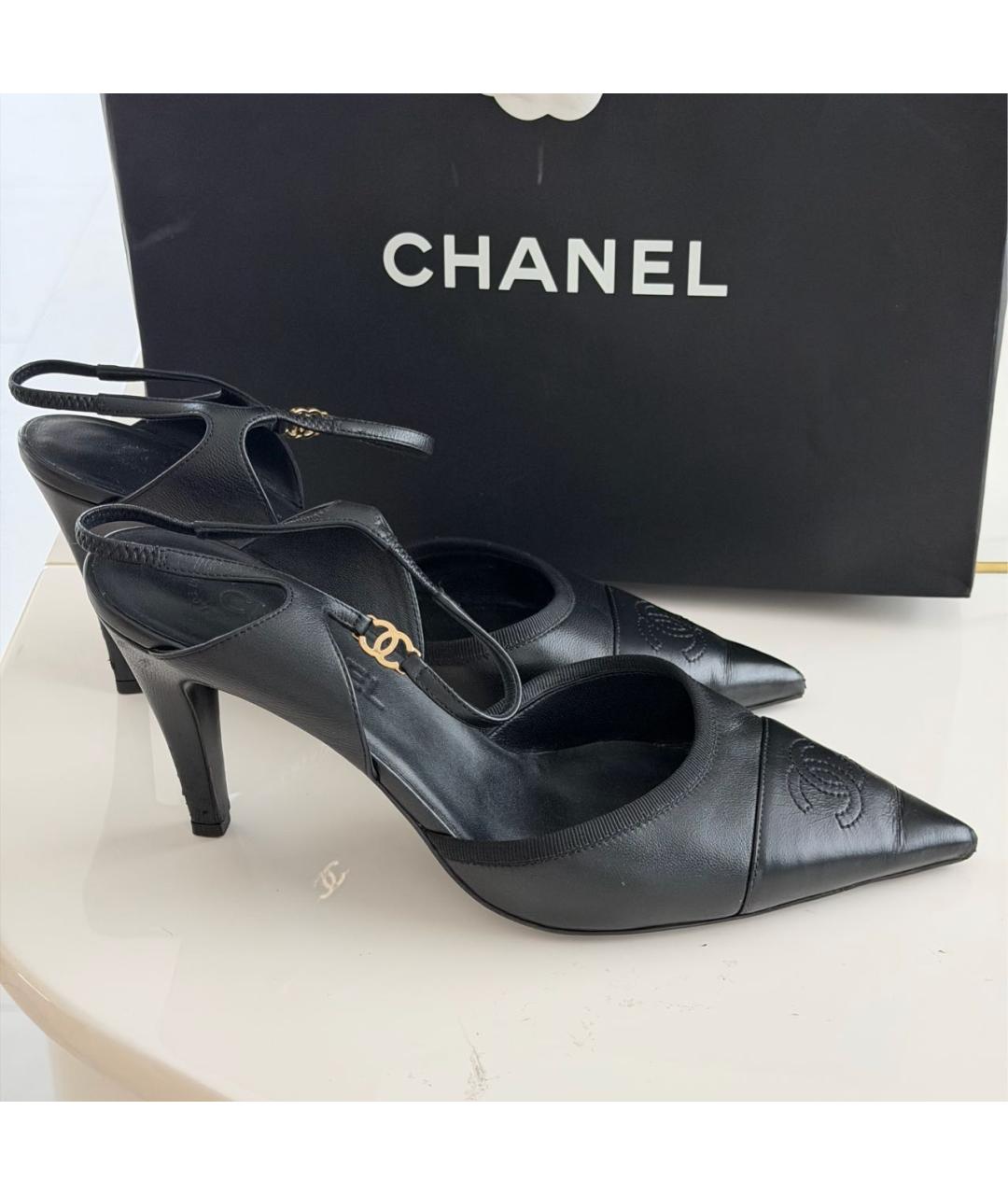 CHANEL Черные кожаные туфли, фото 5