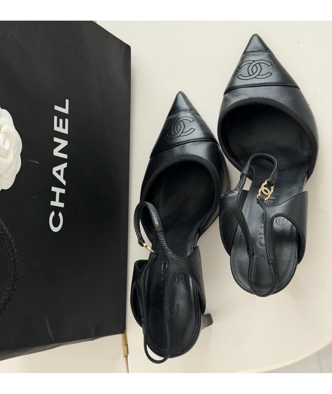 CHANEL Черные кожаные туфли, фото 3