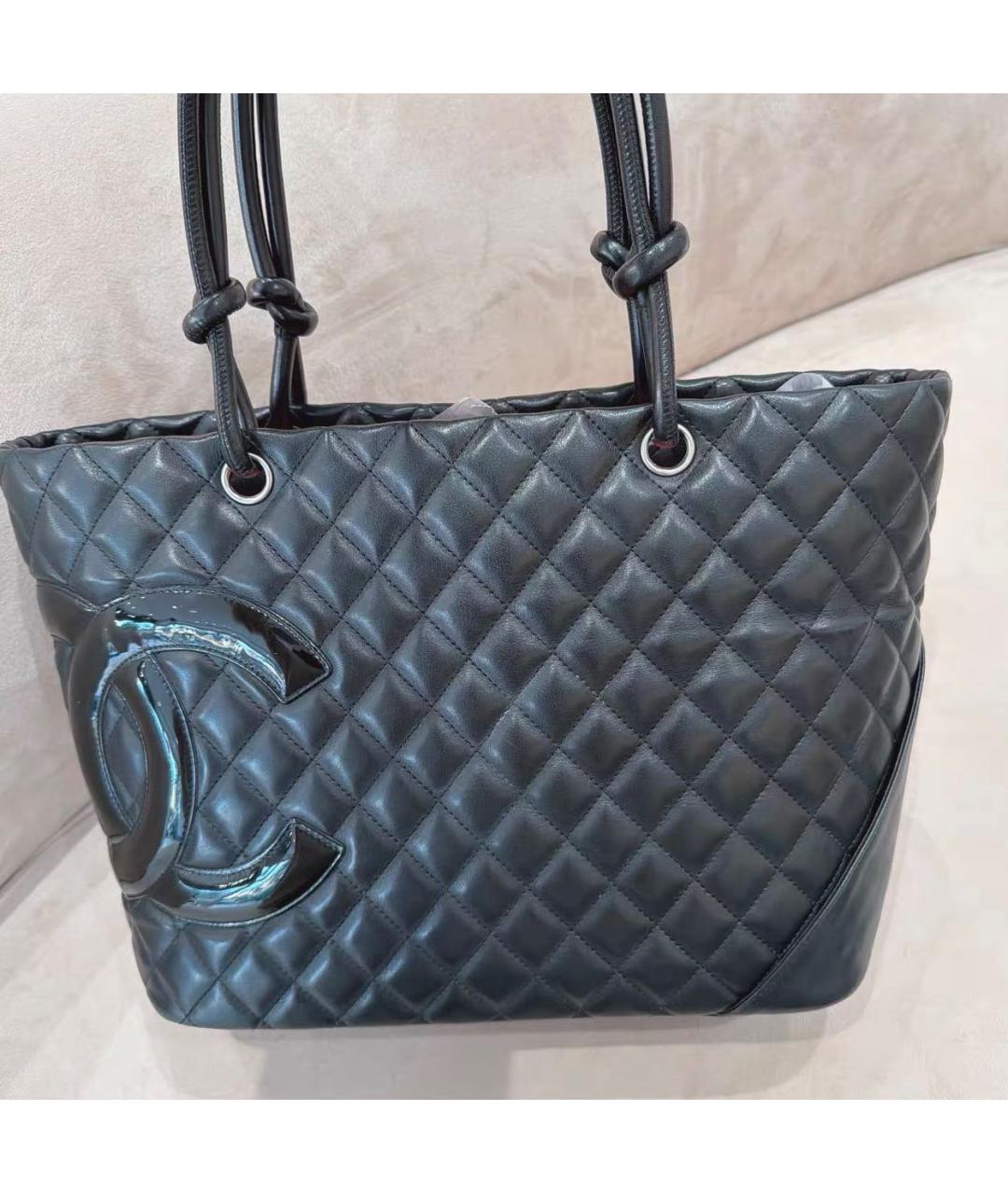 CHANEL Черная кожаная сумка тоут, фото 8