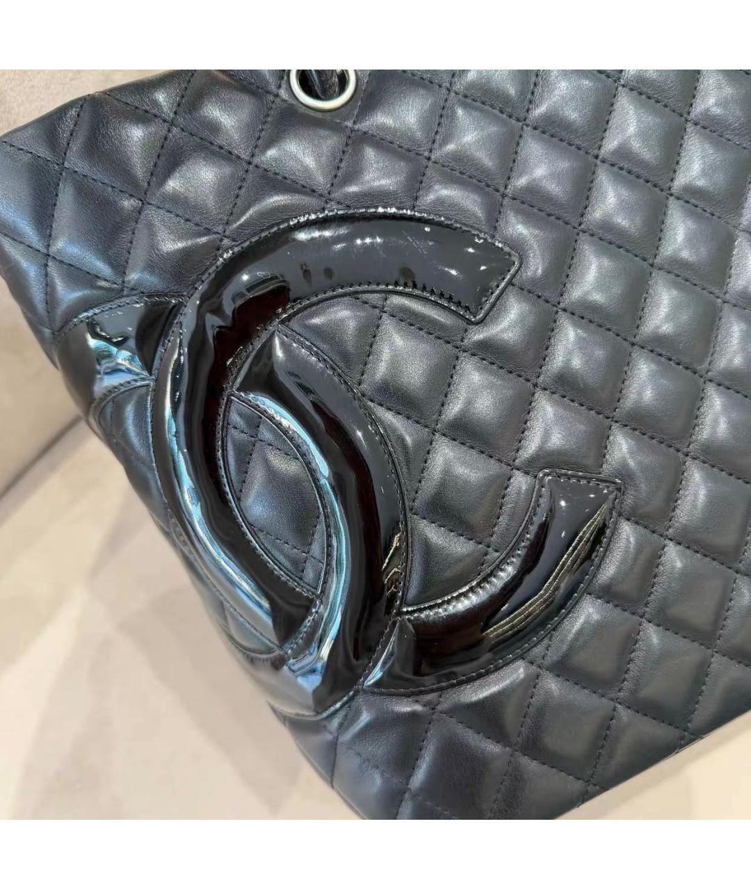 CHANEL Черная кожаная сумка тоут, фото 6