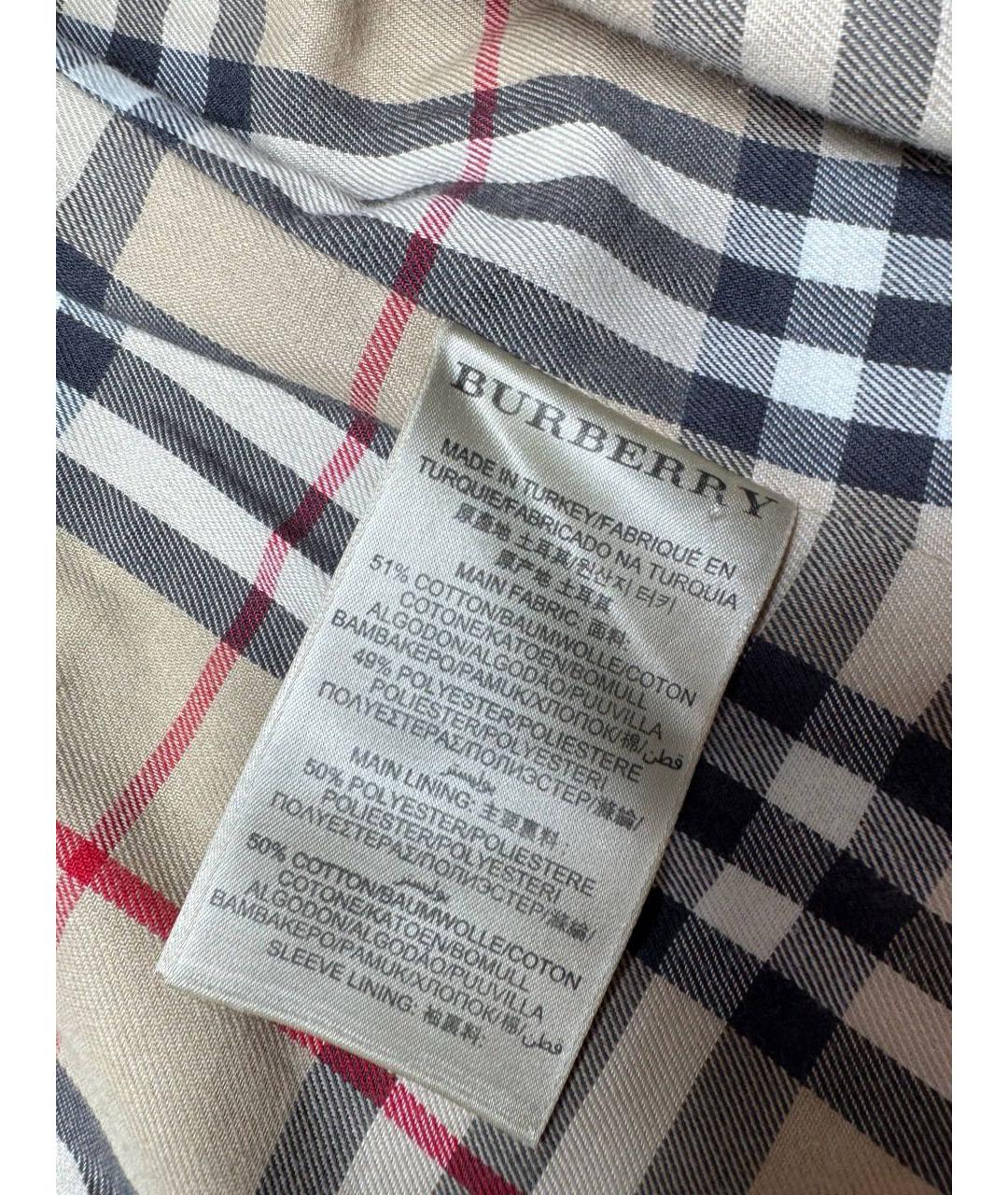 BURBERRY Бежевый хлопковый тренч/плащ, фото 4
