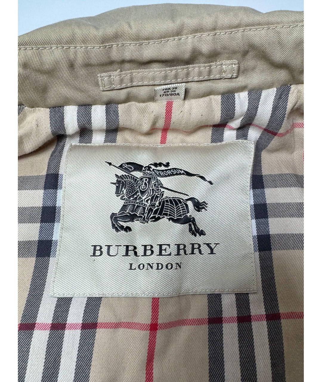 BURBERRY Бежевый хлопковый тренч/плащ, фото 3