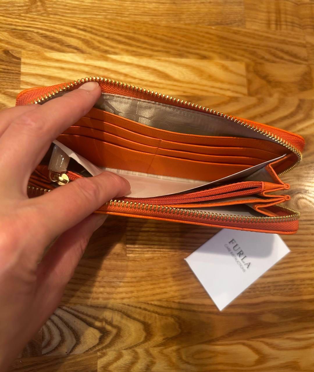 FURLA Оранжевый кожаный кошелек, фото 3