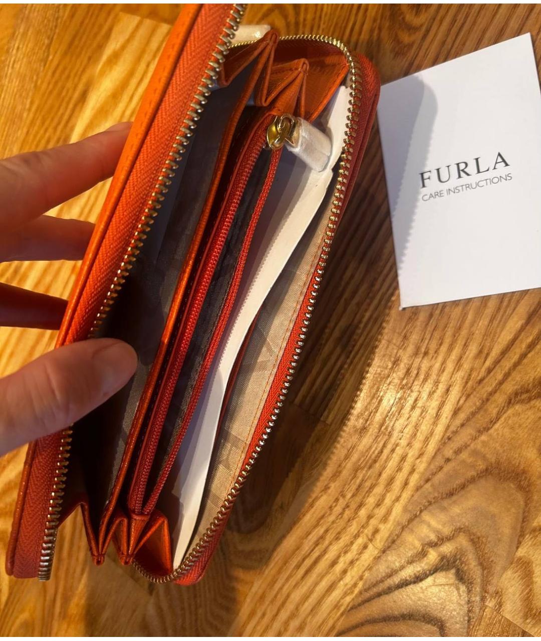 FURLA Оранжевый кожаный кошелек, фото 4