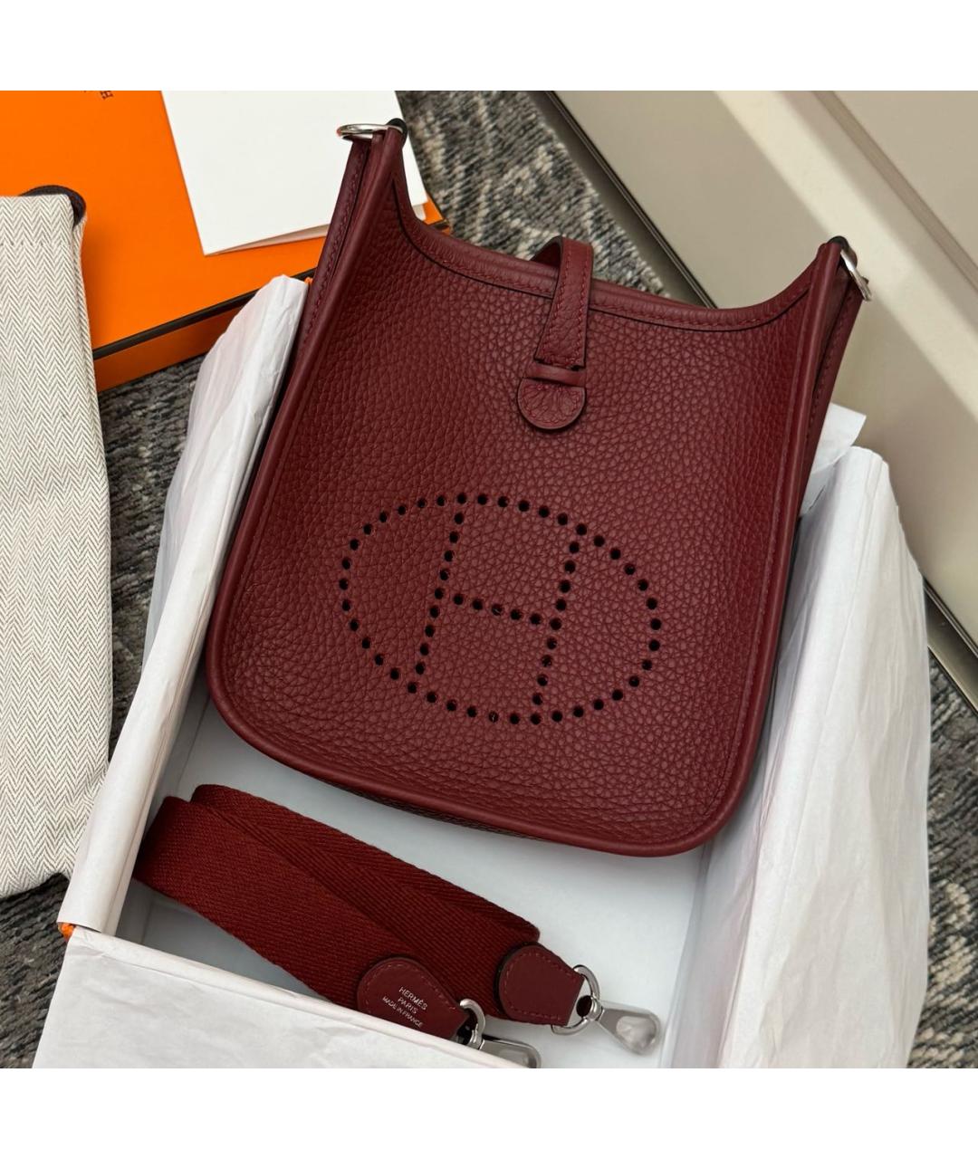 HERMES Бордовая кожаная сумка через плечо, фото 4