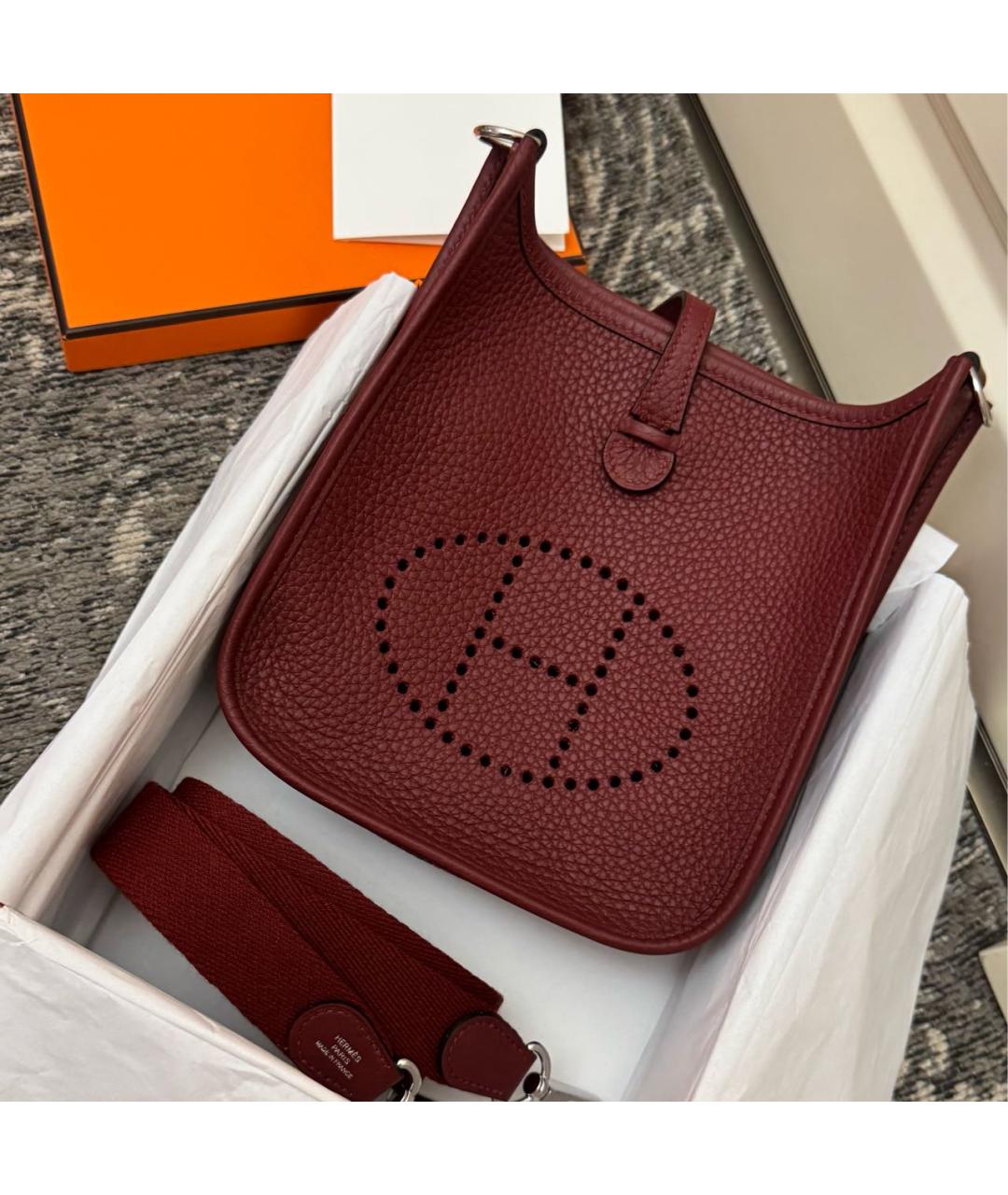 HERMES Бордовая кожаная сумка через плечо, фото 3