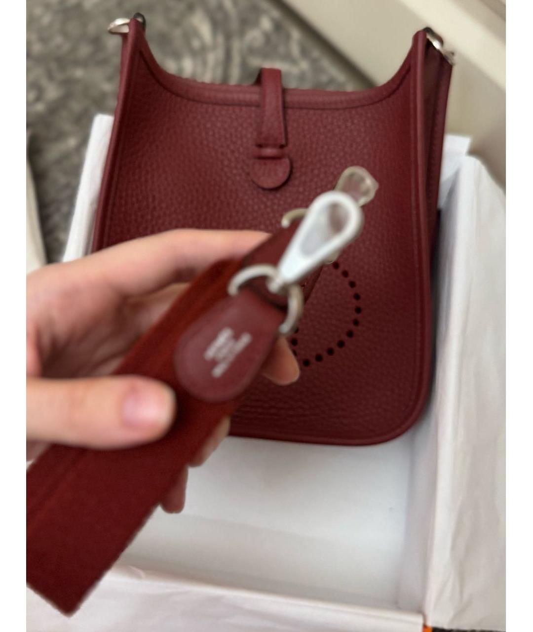 HERMES Бордовая кожаная сумка через плечо, фото 2