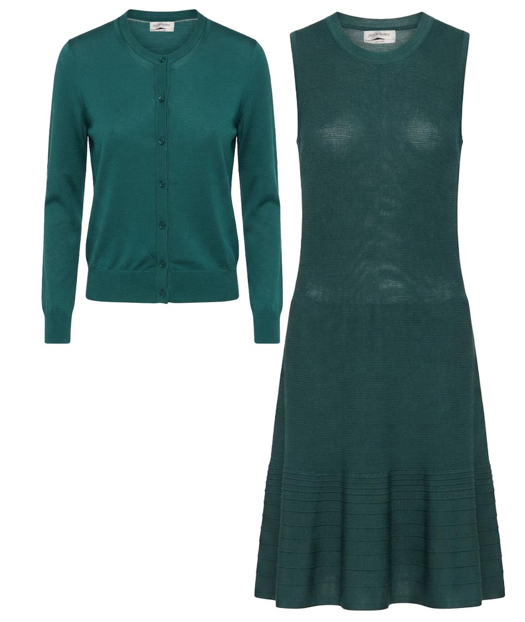 SAINT LAURENT Зеленое вискозное повседневное платье, фото 1