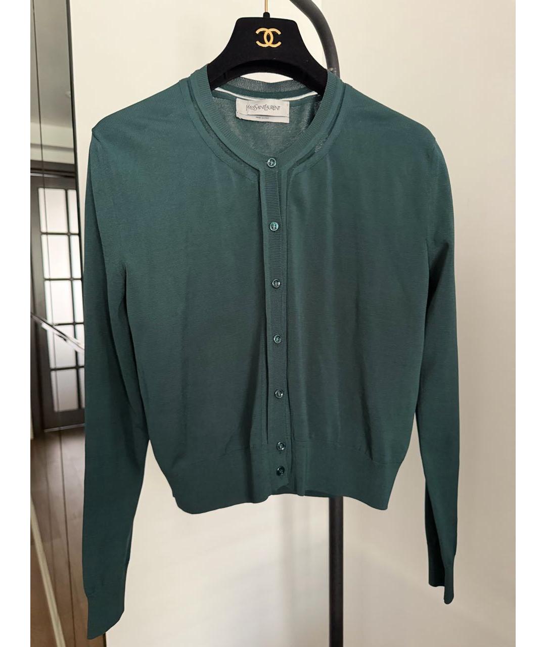 SAINT LAURENT Зеленое вискозное повседневное платье, фото 2