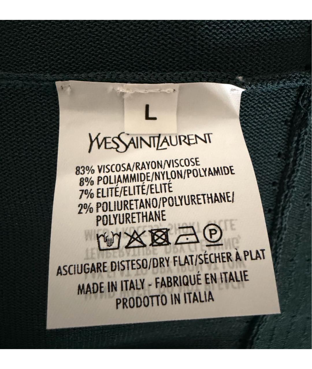 SAINT LAURENT Зеленое вискозное повседневное платье, фото 7