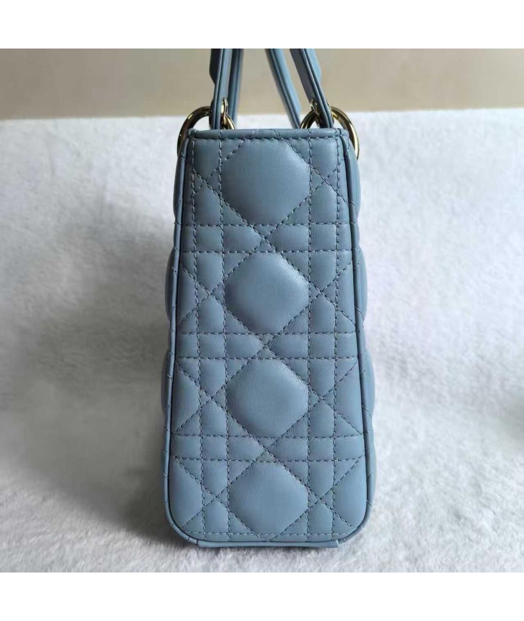 CHRISTIAN DIOR Голубая кожаная сумка с короткими ручками, фото 5