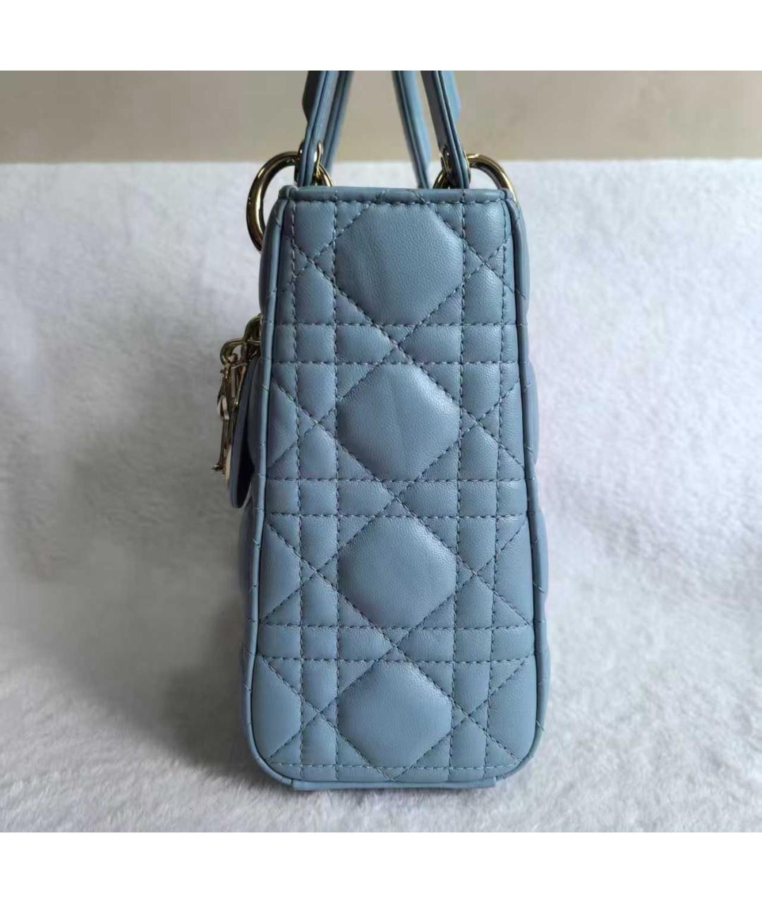 CHRISTIAN DIOR Голубая кожаная сумка с короткими ручками, фото 4