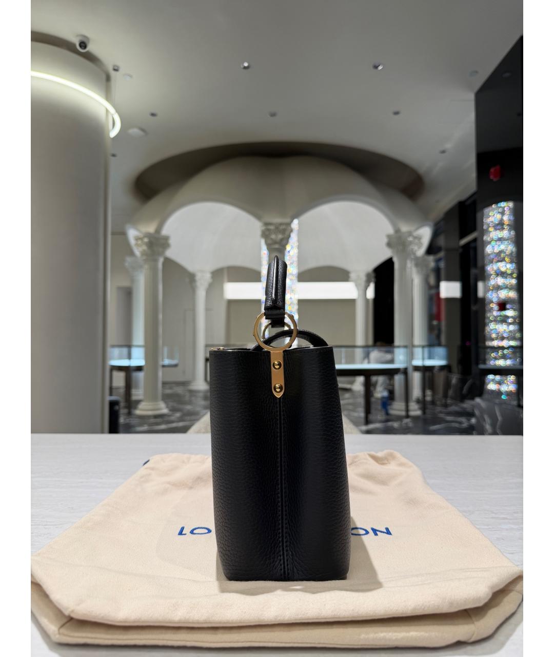 LOUIS VUITTON Черная кожаная сумка тоут, фото 5