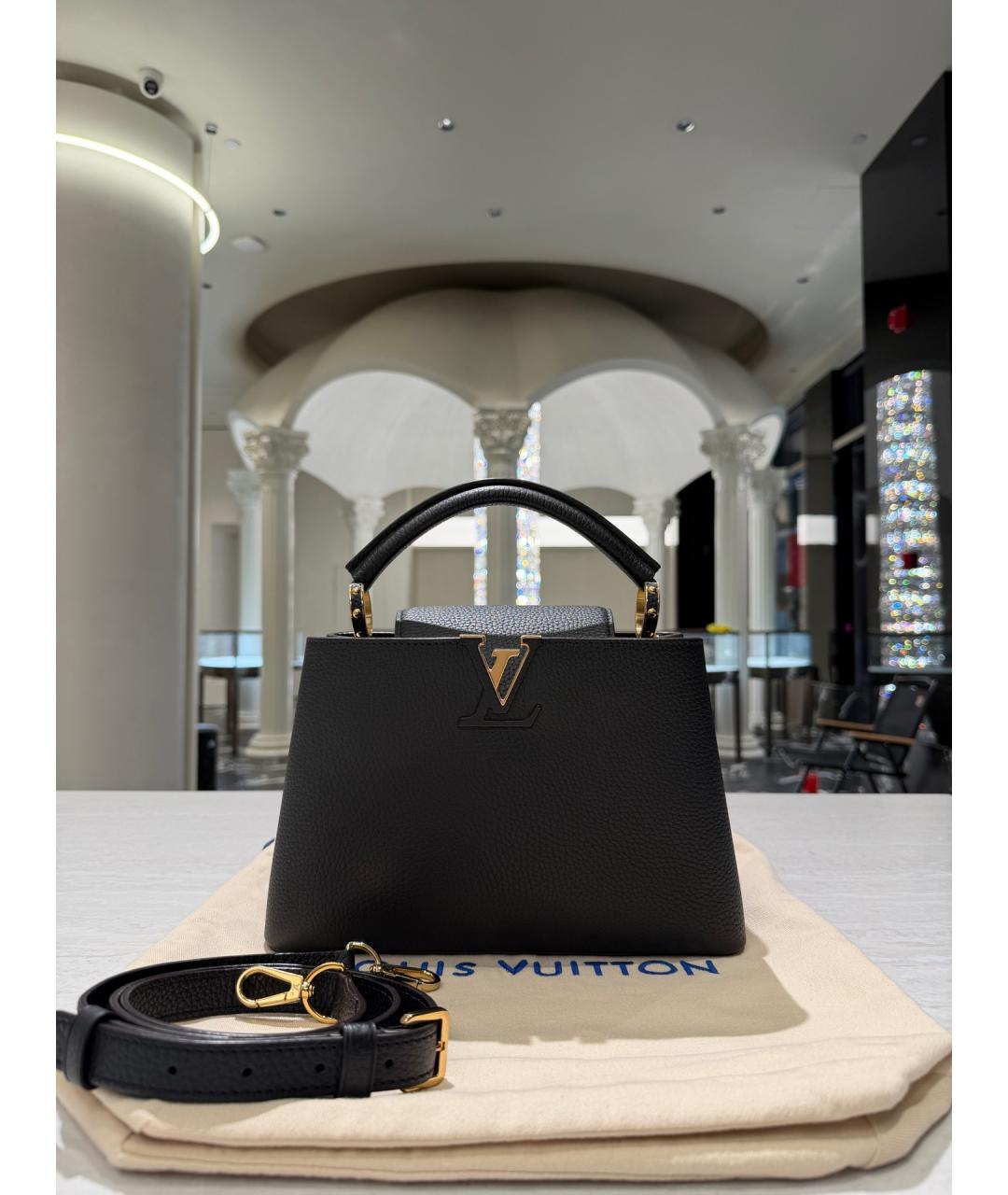 LOUIS VUITTON Черная кожаная сумка тоут, фото 2