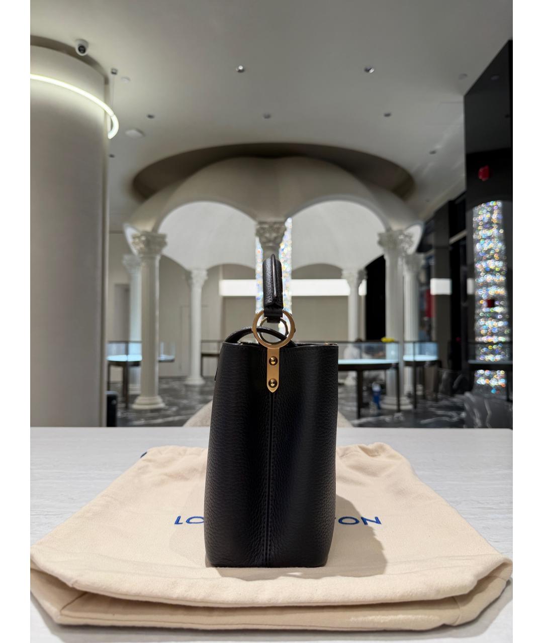 LOUIS VUITTON Черная кожаная сумка тоут, фото 4