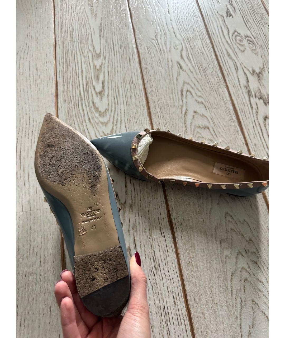 VALENTINO Голубые балетки из лакированной кожи, фото 3