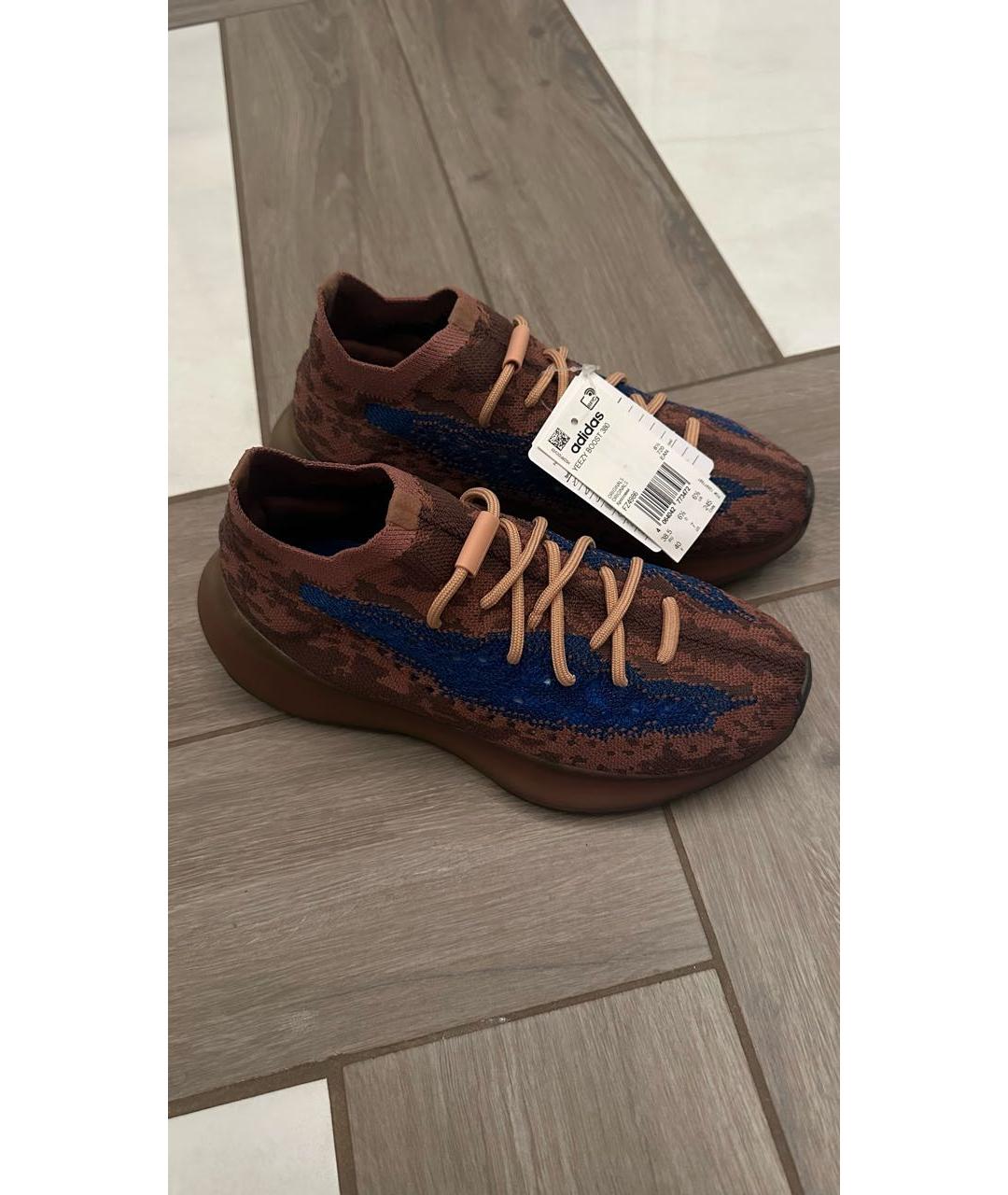 ADIDAS YEEZY Коричневые текстильные кроссовки, фото 3
