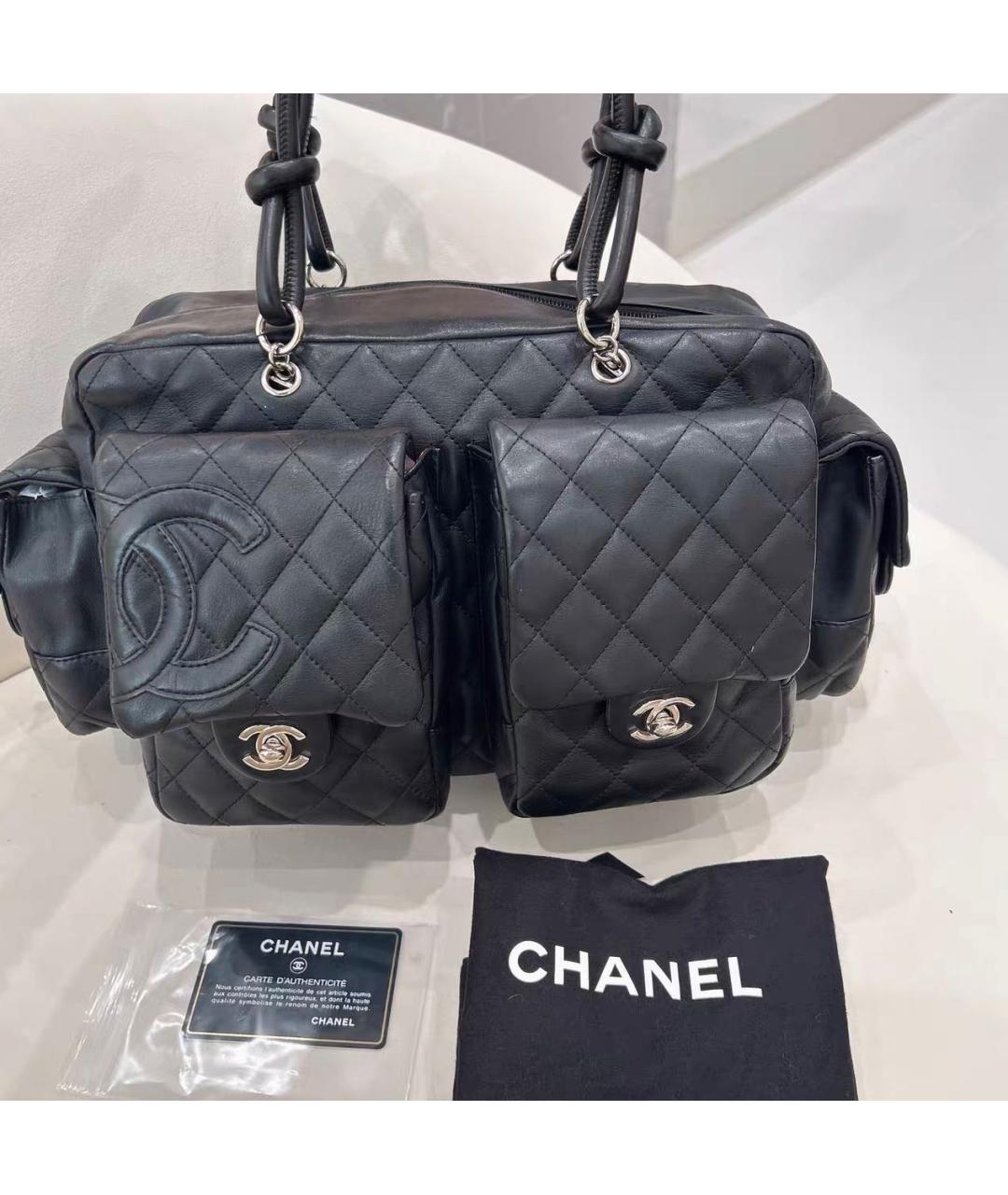 CHANEL Черная кожаная сумка с короткими ручками, фото 9