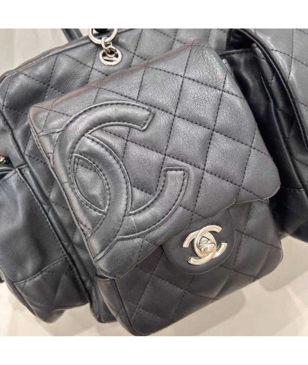 CHANEL Черная кожаная сумка с короткими ручками, фото 6