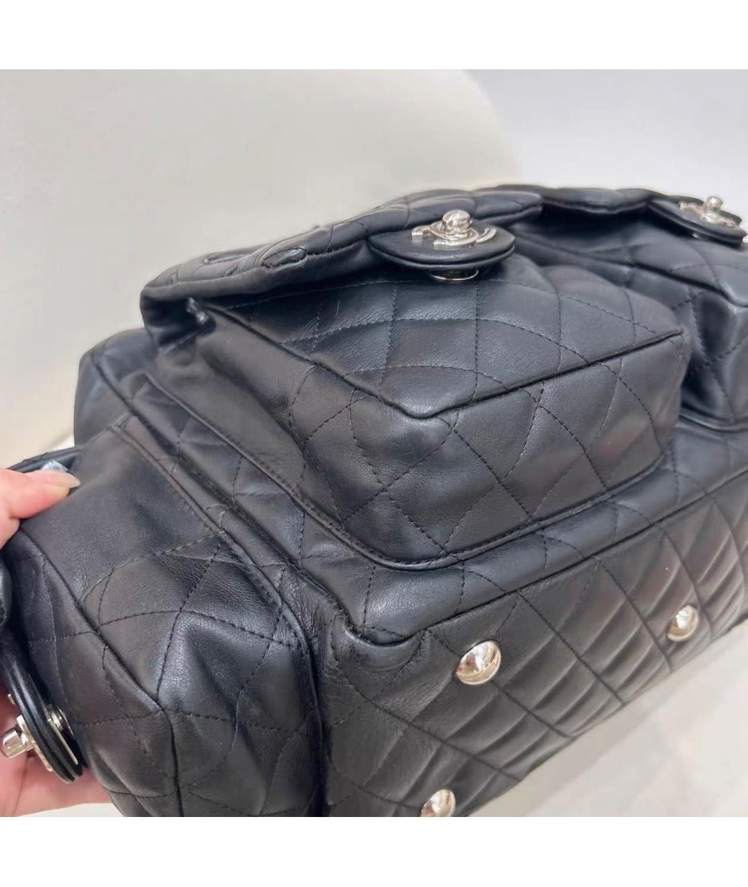 CHANEL Черная кожаная сумка с короткими ручками, фото 4