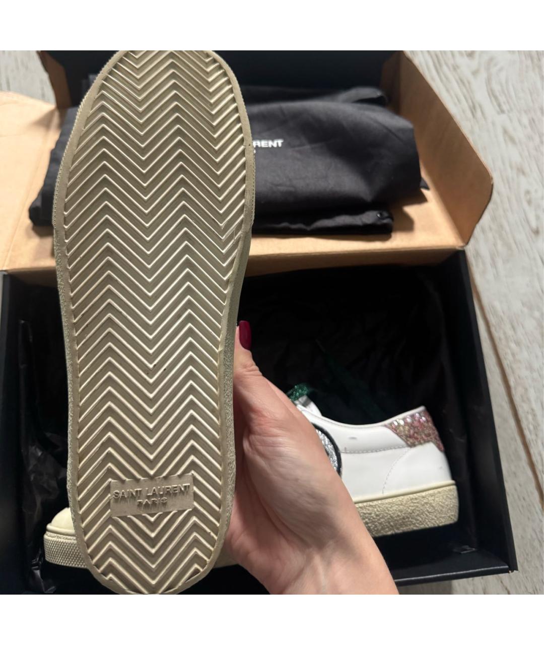 SAINT LAURENT Белые кожаные кеды, фото 2