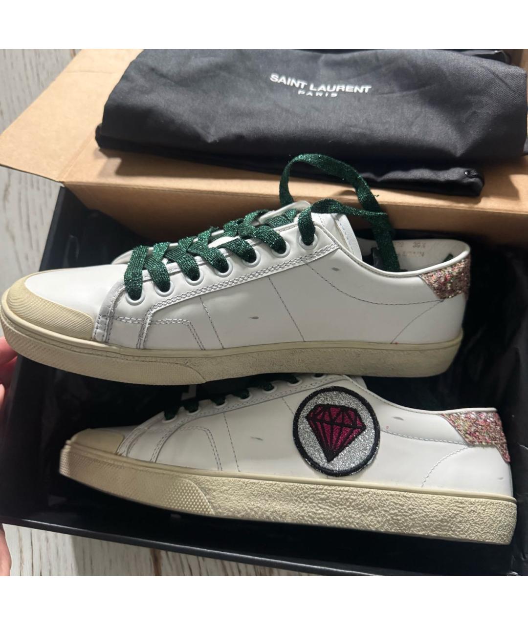 SAINT LAURENT Белые кожаные кеды, фото 3