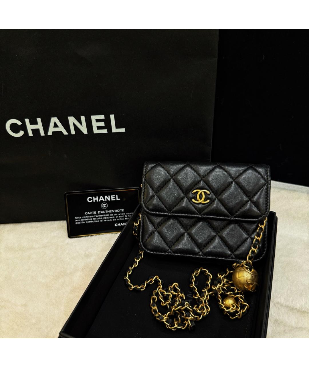 CHANEL Черная кожаная сумка через плечо, фото 5