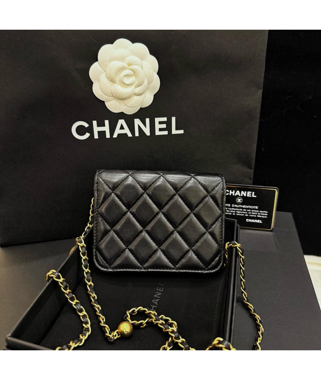 CHANEL Черная кожаная сумка через плечо, фото 6