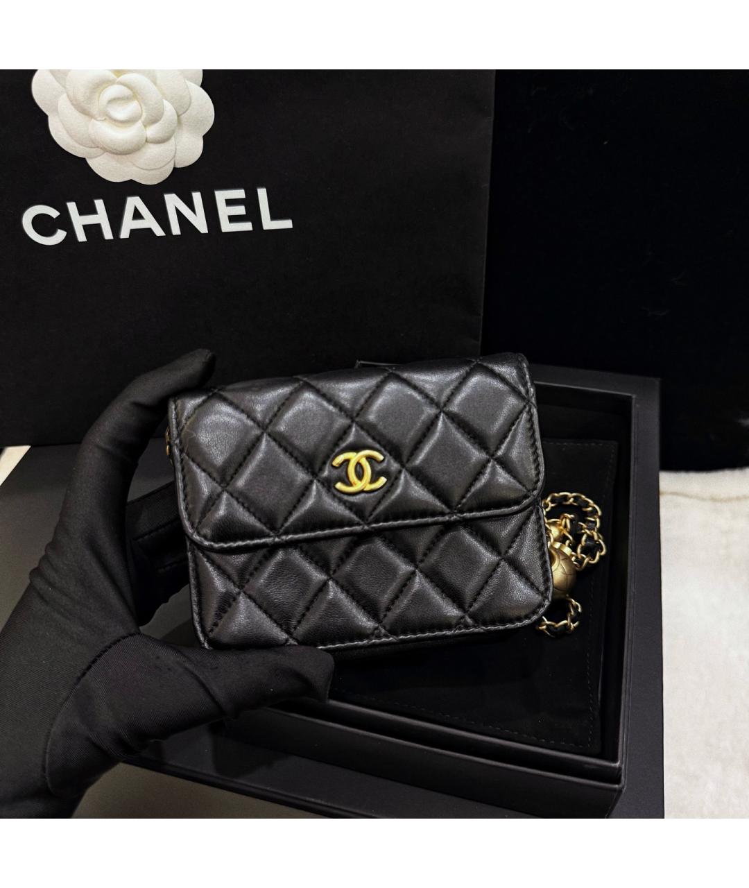 CHANEL Черная кожаная сумка через плечо, фото 7